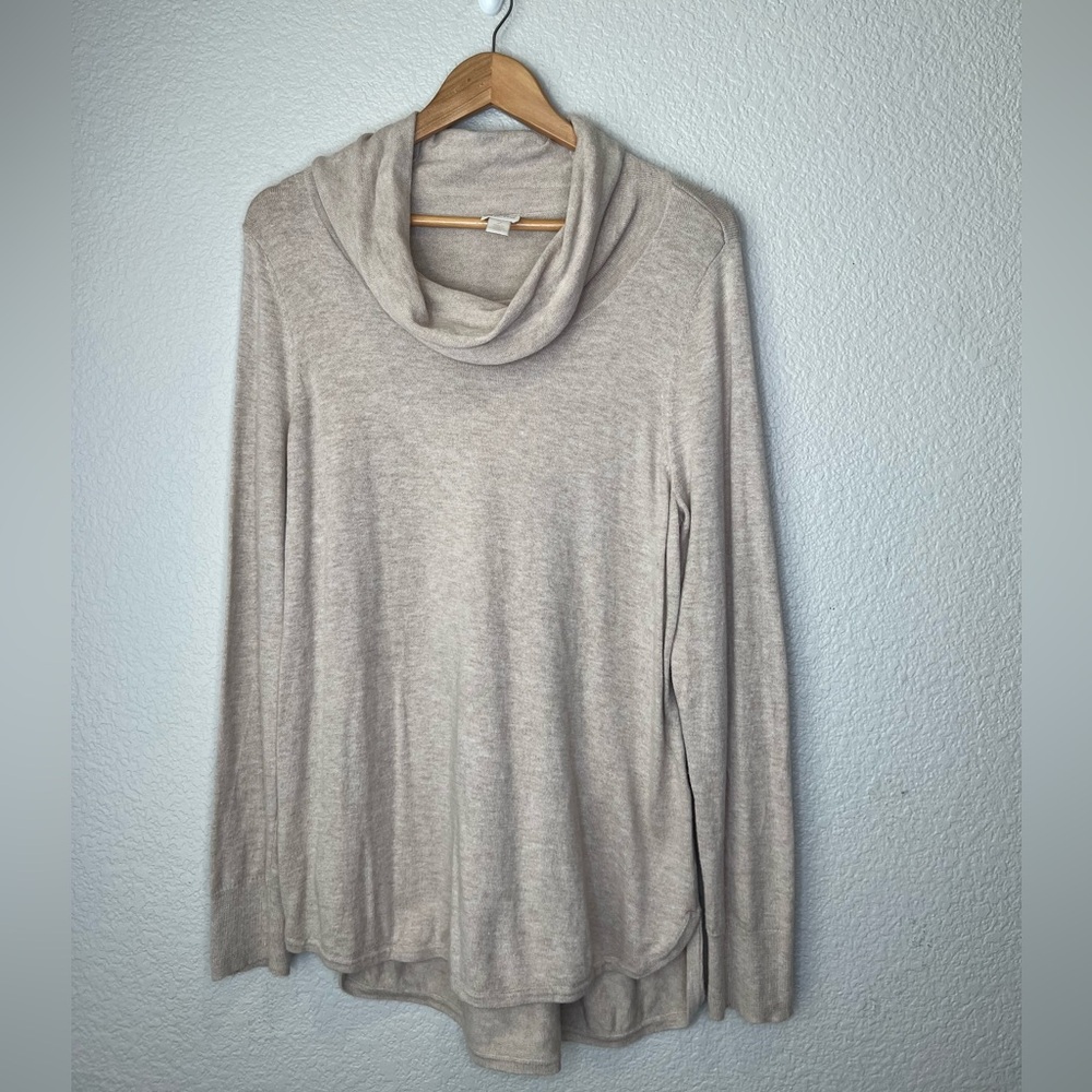Chico’s Tunic Length Beige Turtleneck, L